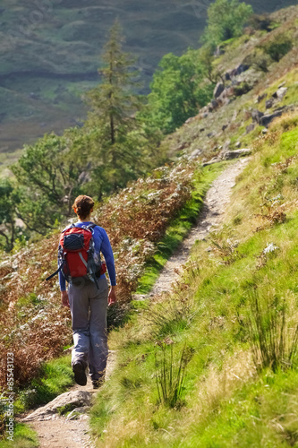 A lone hiker walking in the Lake District