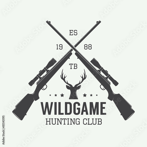 Vintage hunting label, logo or badge and design elements. Vector illustration