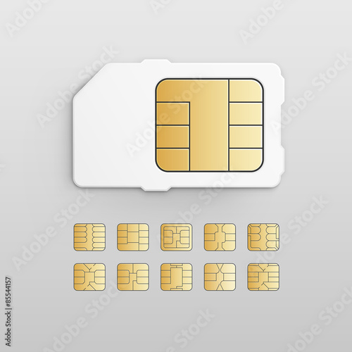 Vector Mobile Cellular Phone Sim Card Chip Set photo