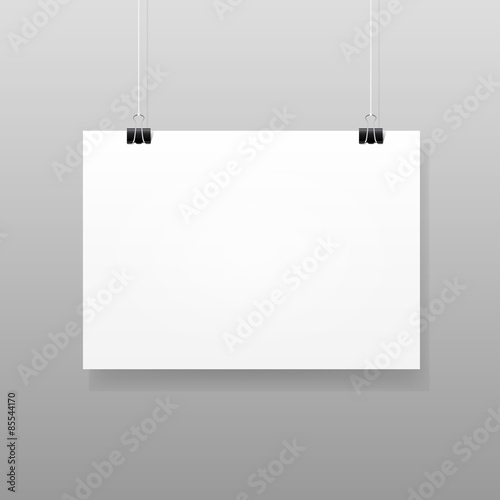 Vector White Blank Paper Wall Poster Mockup