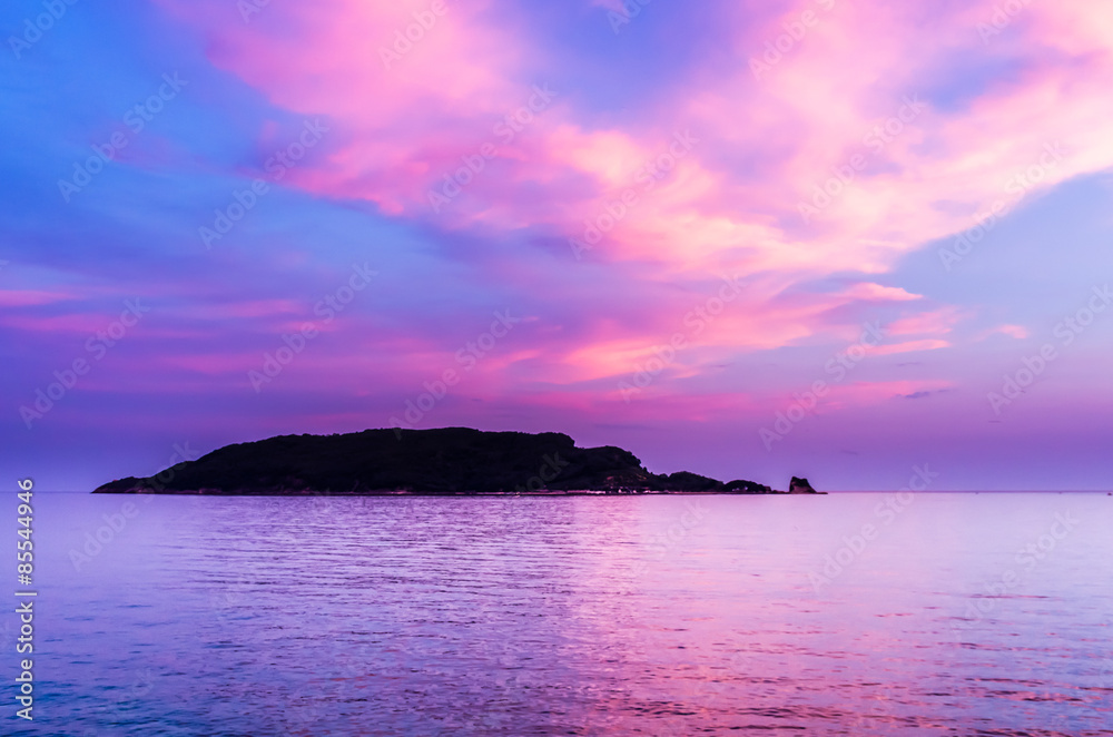 Sunset view on Sveti Nikola island
