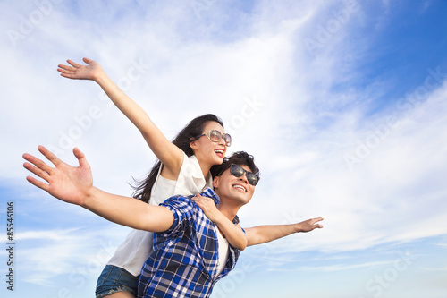 happy young couple having fun and enjoy summer vacation