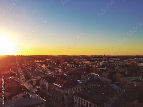 Захід сонця над містом Львів. Україна. Sunset over the city of Lviv. Ukraine