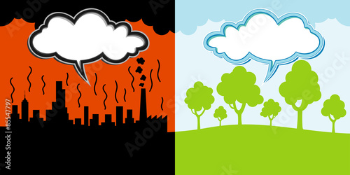 polluted and clean environment backgrounds