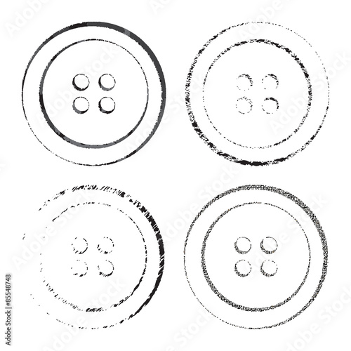Silhouette prints or vector sewing buttons in black with different textures
