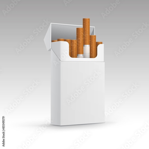 Opened Pack of Cigarettes Isolated on Background