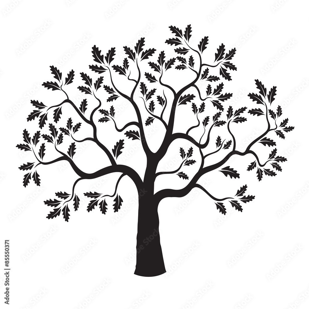 Black vector Oak Tree