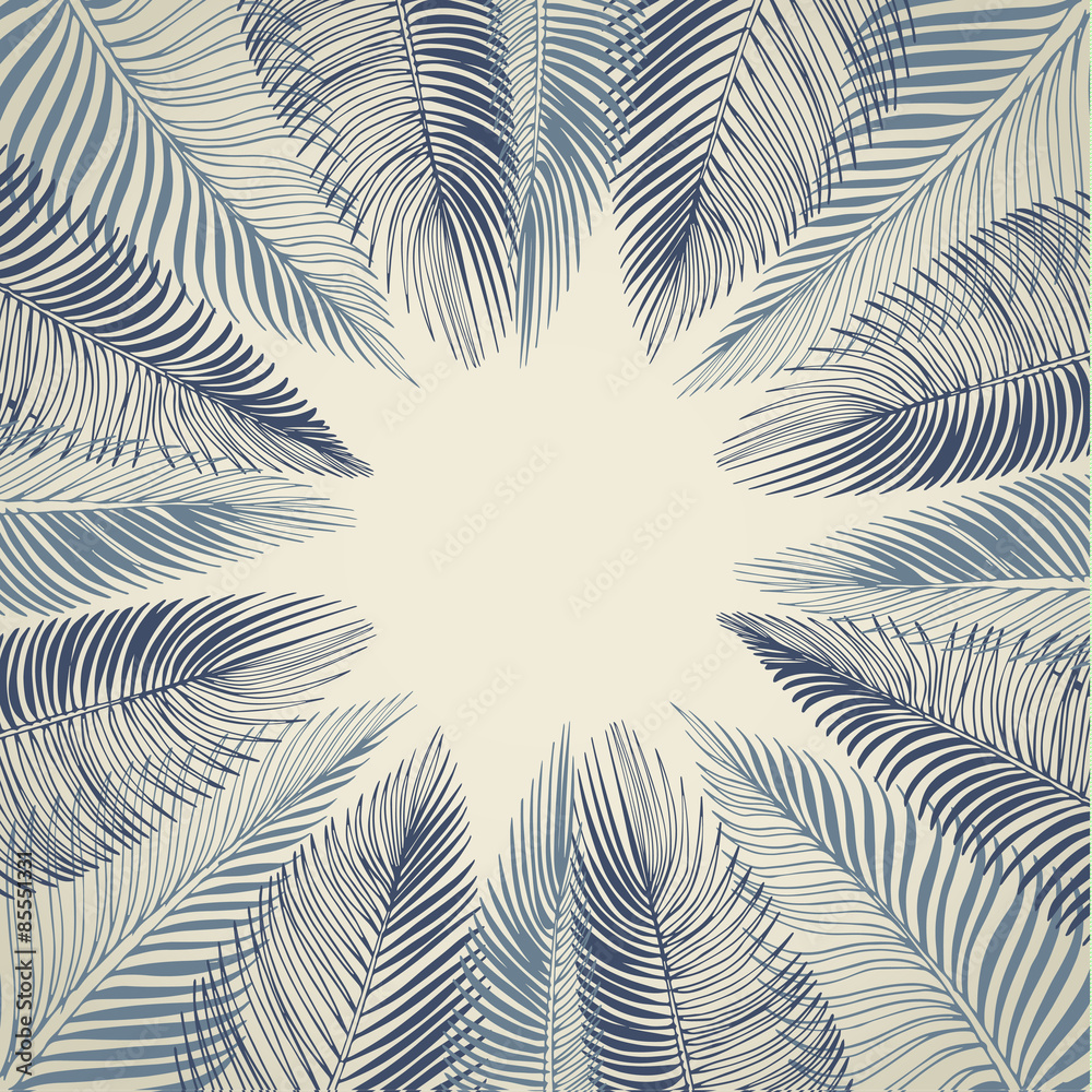 Hand drawn background of palm leaves