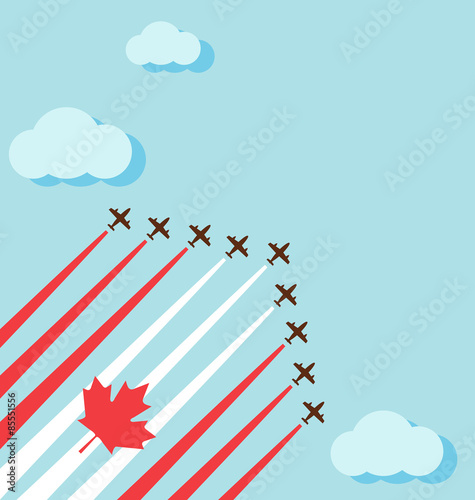 Air show on the sky for the national day of Canada