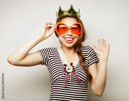 young woman with big party glasses © Raisa Kanareva