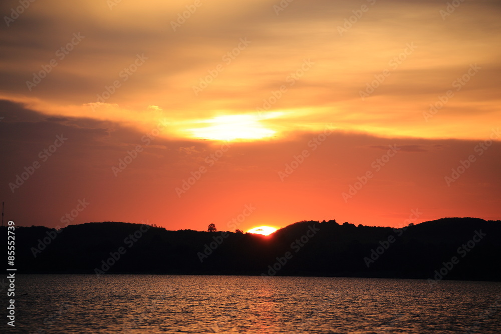 Fototapeta premium river and sutset