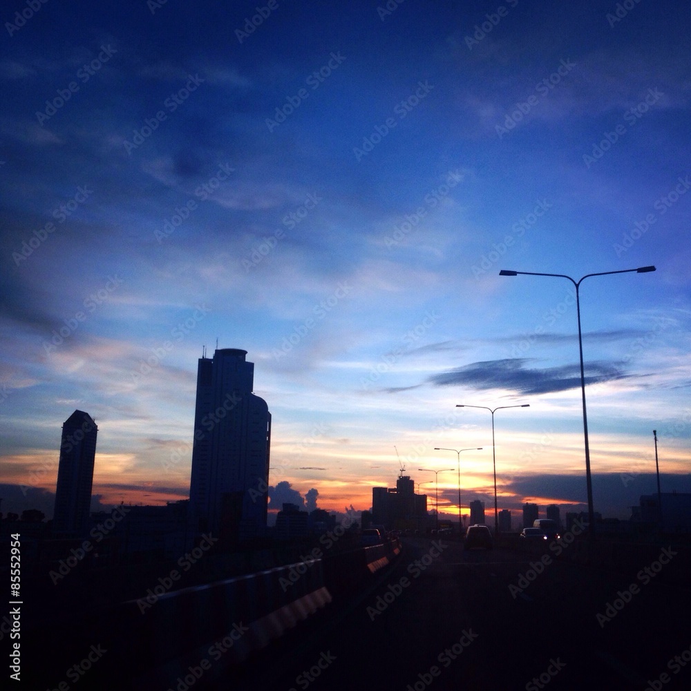 a highway with a daylight