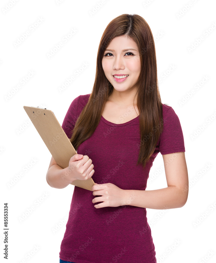 Asian woman hold with clipboard Asian woman hold with clipboard