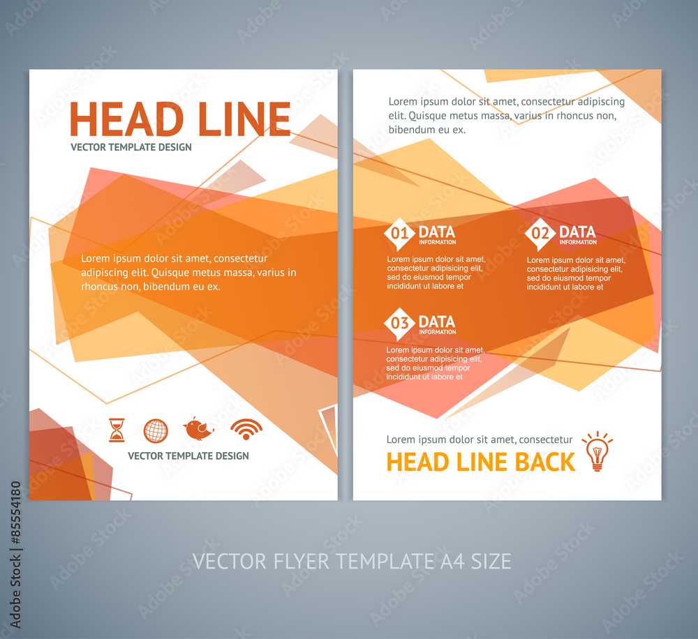 Vector abstract geometric orange wave brochure flyer design