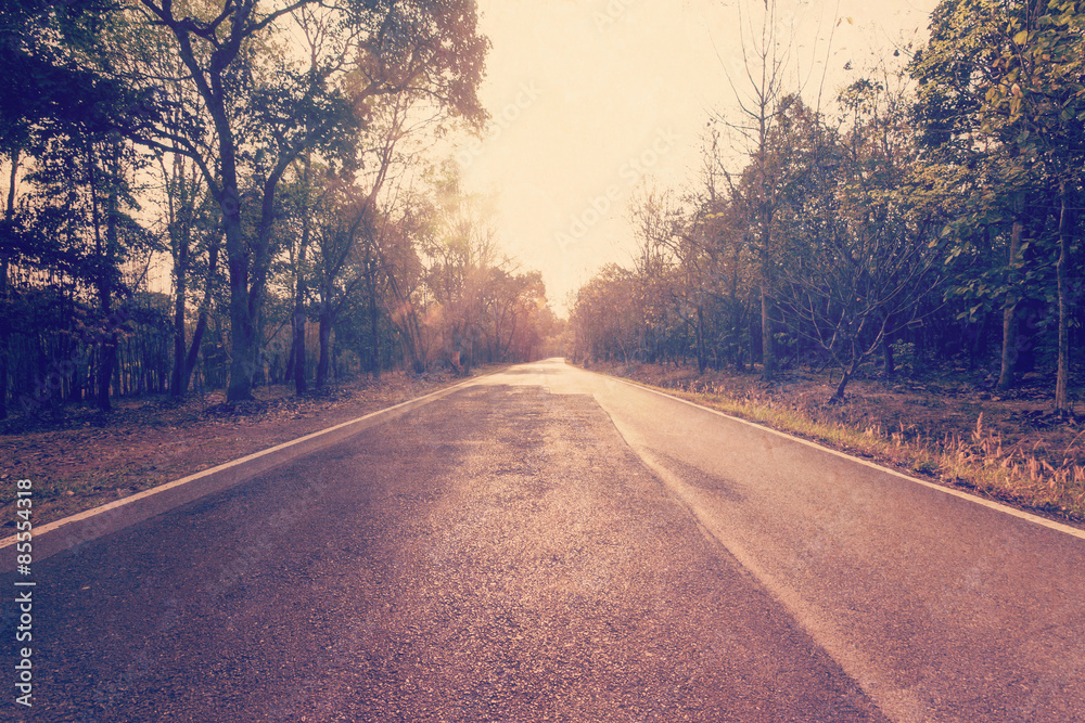 Fototapeta premium Country road and field vintage