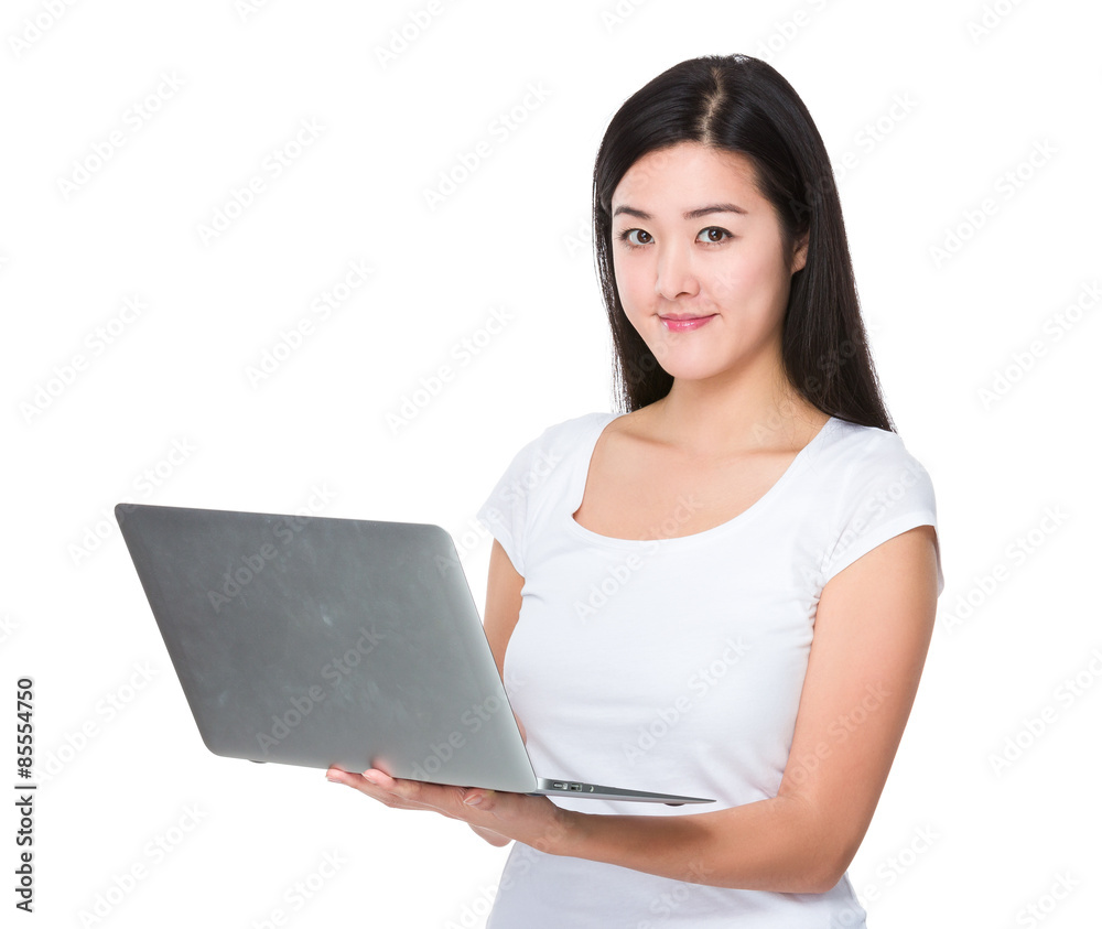 Young woman use of laptop computer Young woman use of laptop computer