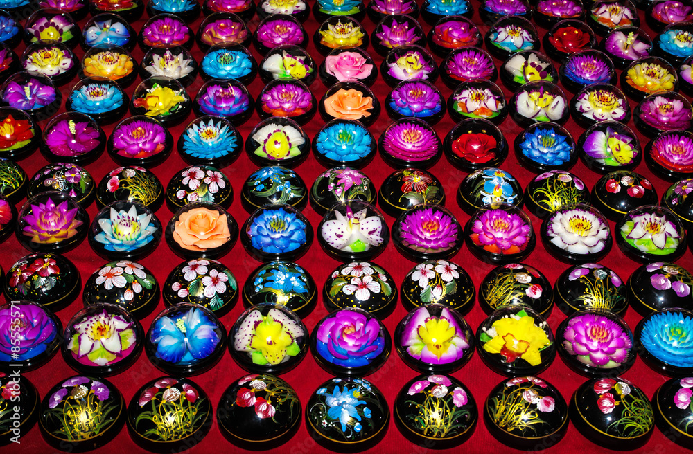 handicraft soap carved into the shape of flowers