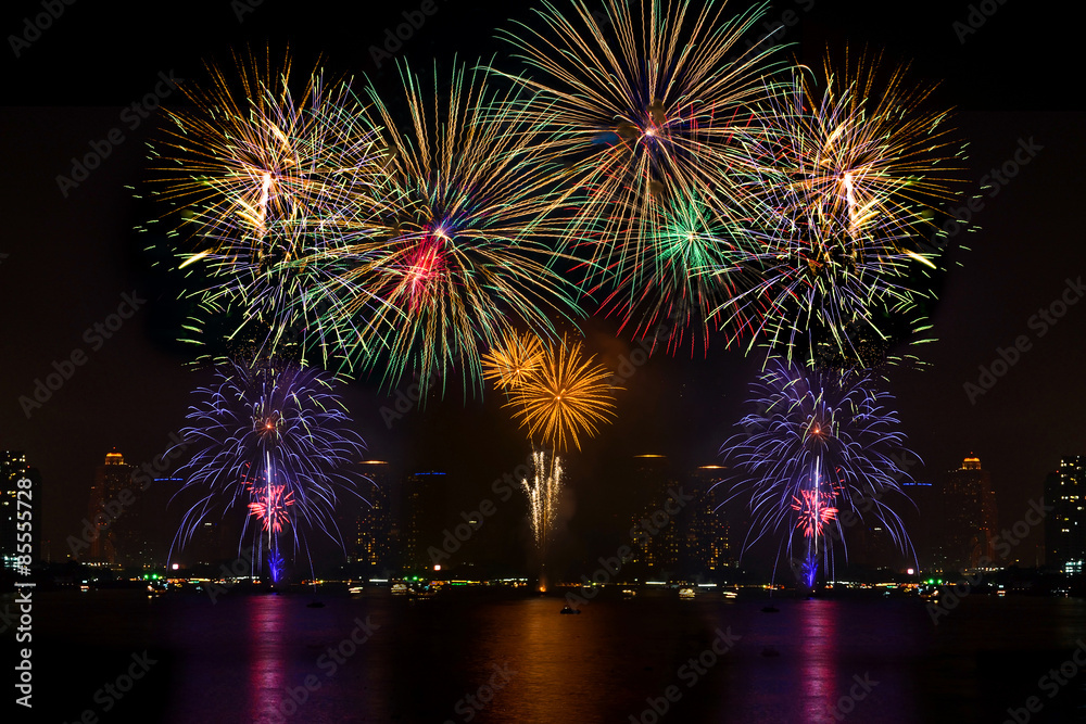 Beautiful firework display for celebration night Beautiful firework display for celebration night