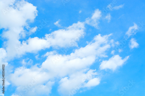 Blue sky and cloud as background texture in horizontal frame