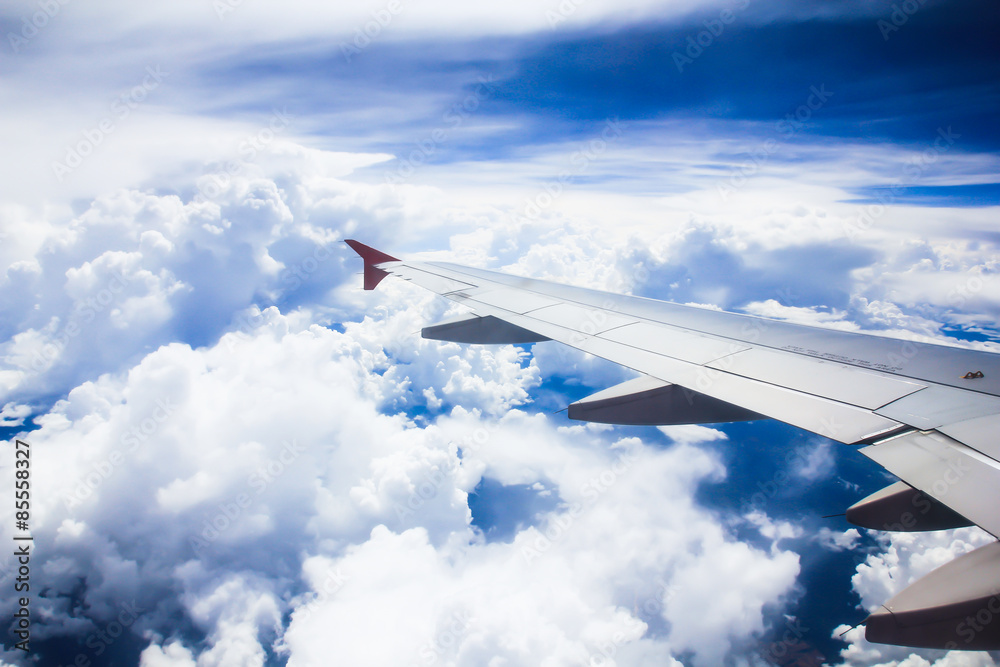 Plane wing with beautiful cloud Plane wing with beautiful cloud