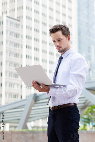 Businessman use of laptop computer