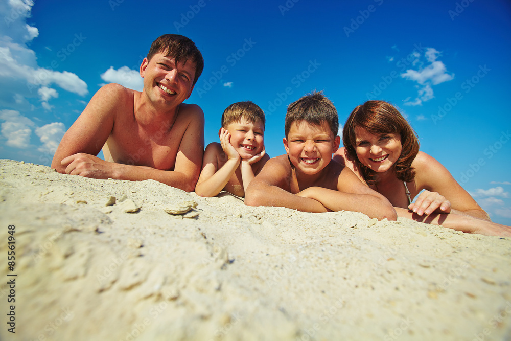 Happy sunbathers Happy sunbathers