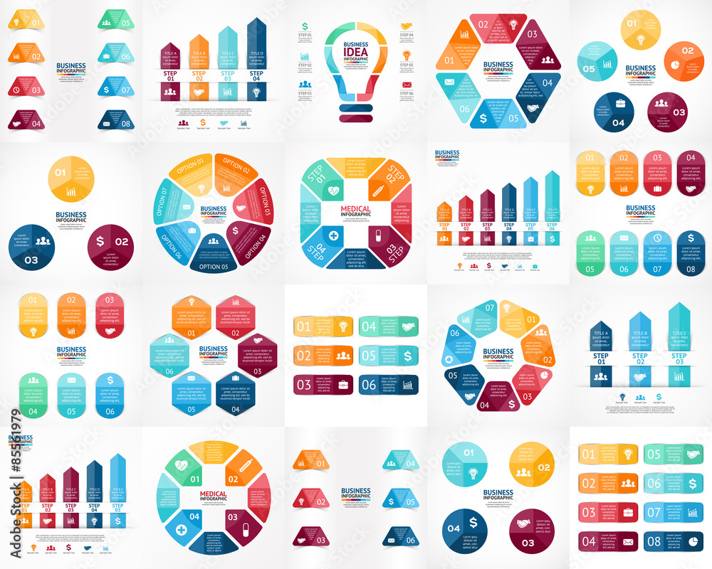 Vector infographics set. Templates for cycle diagram, graph Stock ...