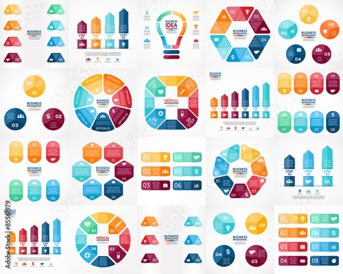 Vector infographics set. Templates for cycle diagram, graph