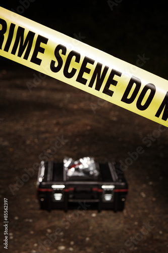 Crime scene investigation - evidence and suitcase