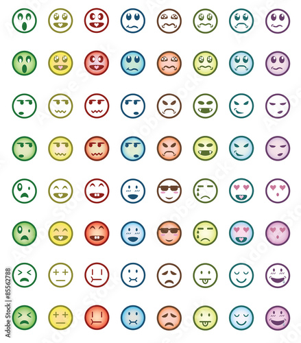 Cartoon faces with difference emotions. Drawing vector