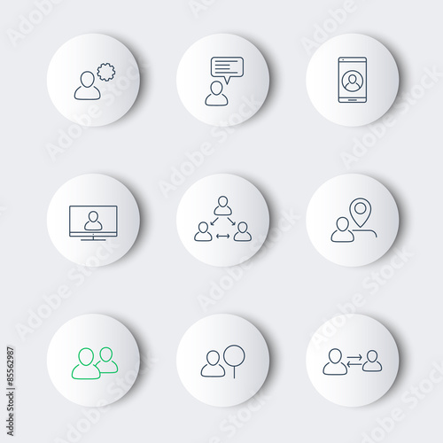 business line modern round icons with people, vector, eps10