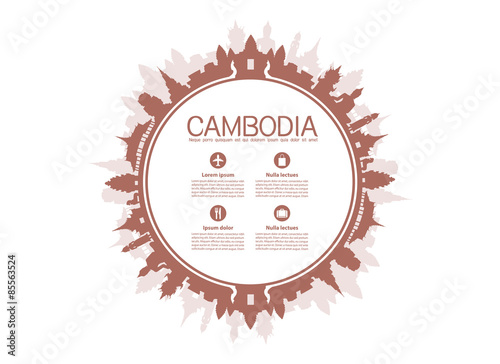 Beautiful Cambodia Travel Landmarks.