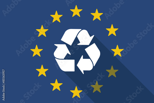 European Union  long shadow flag with a recycle sign