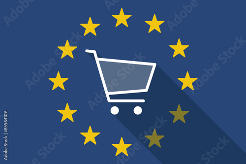 European Union  long shadow flag with a shopping cart