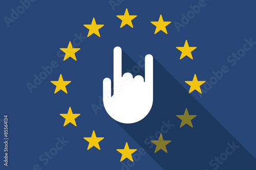 European Union  long shadow flag with a rocking hand