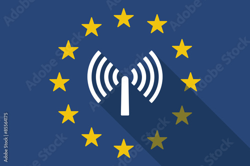 European Union long shadow flag with an antenna