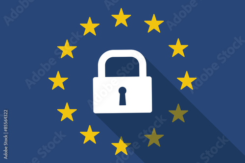European Union long shadow flag with a lock pad