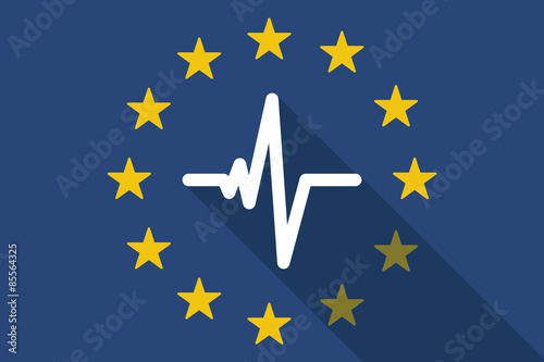 European Union  long shadow flag with a heart beat sign