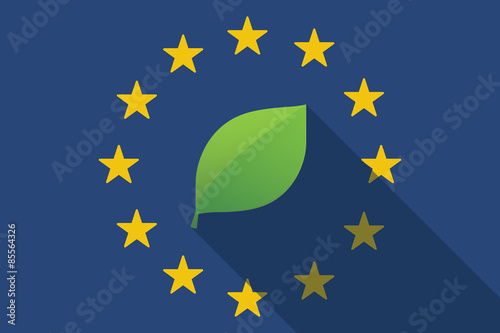 European Union  long shadow flag with a leaf