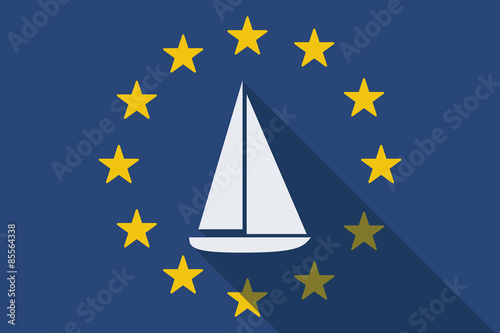 European Union long shadow flag with a ship