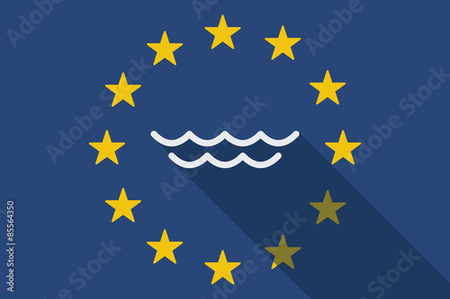 European Union  long shadow flag with a water sign