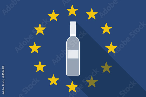 European Union  long shadow flag with a bottle of wine
