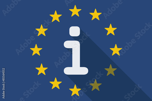 European Union  long shadow flag with an info sign
