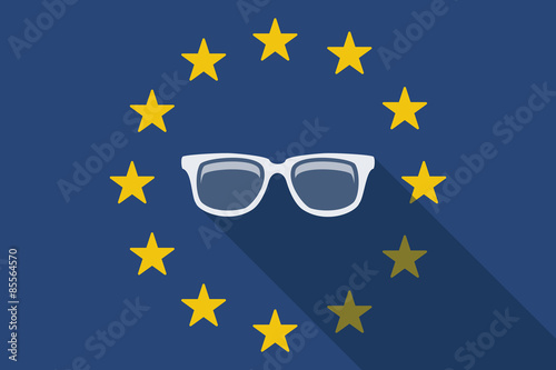 European Union  long shadow flag with a glasses