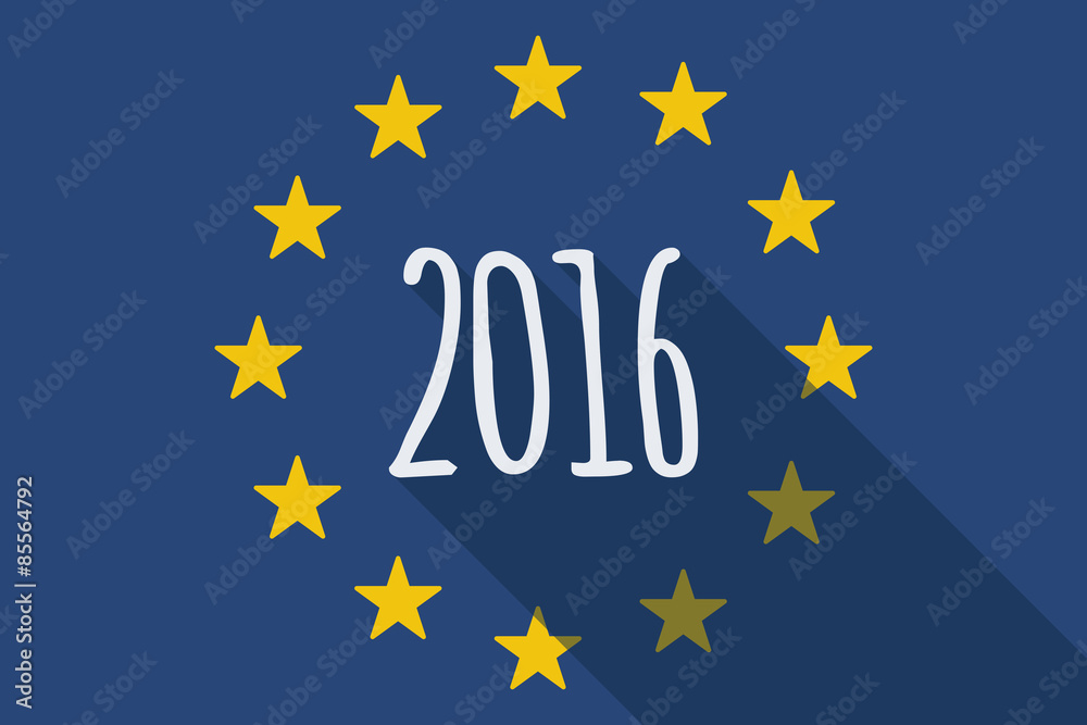 European Union long shadow flag with a 2016 sign European Union long shadow flag with a 2016 sign