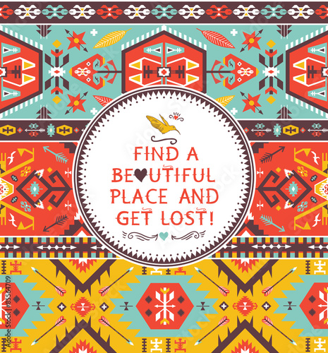 Seamless colorful decorative geometric pattern in tribal style