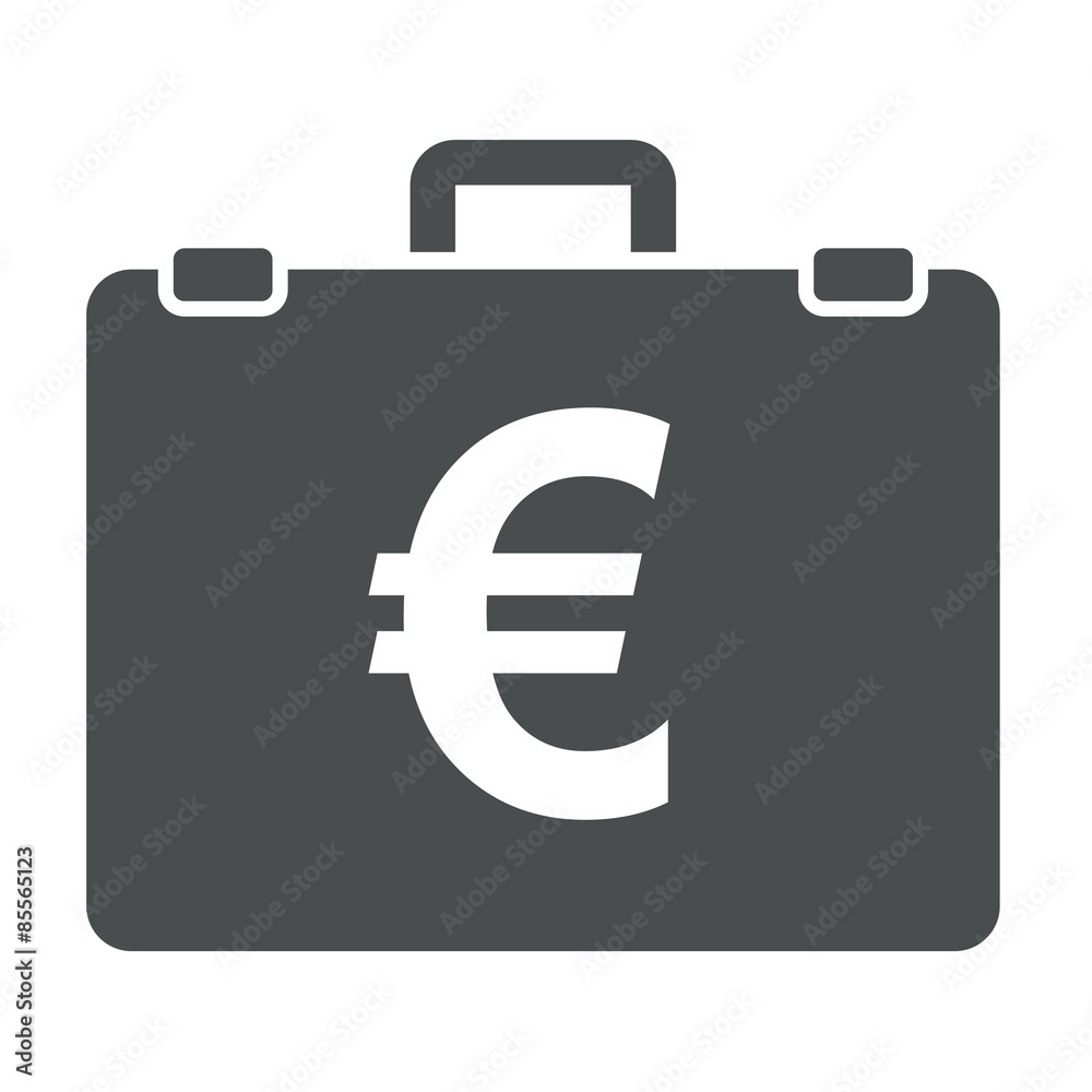 Icono aislado maletin con simbolo euro gris Icono aislado maletin con simbolo euro gris