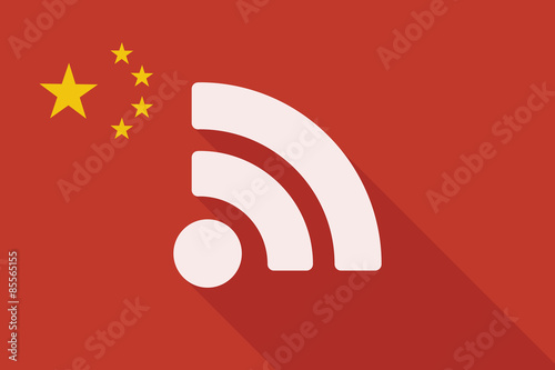 China long shadow flag with a RSS feed sign