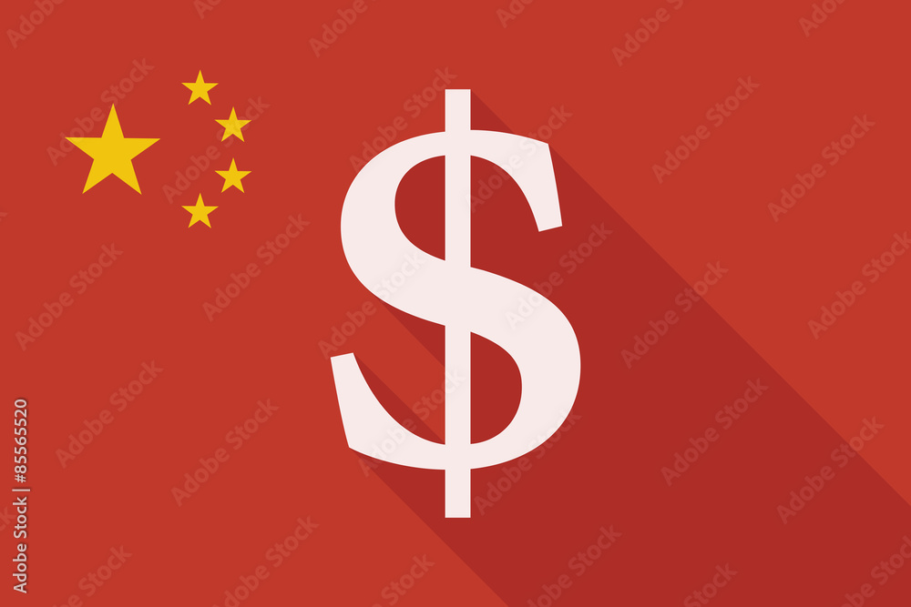 Fototapeta premium China long shadow flag with a dolar sign