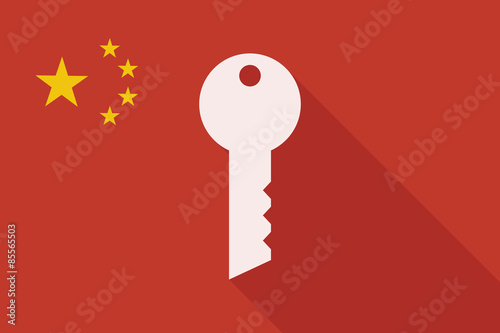 China long shadow flag with a key